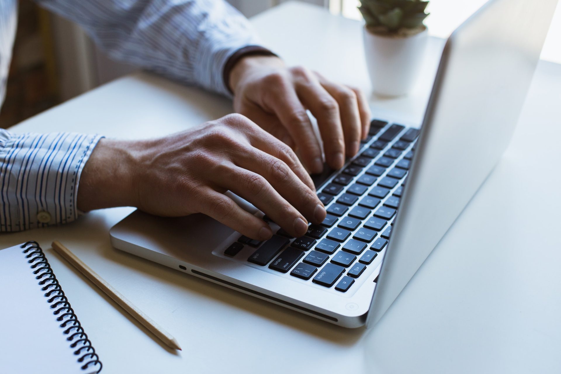 Man working on laptop computer
