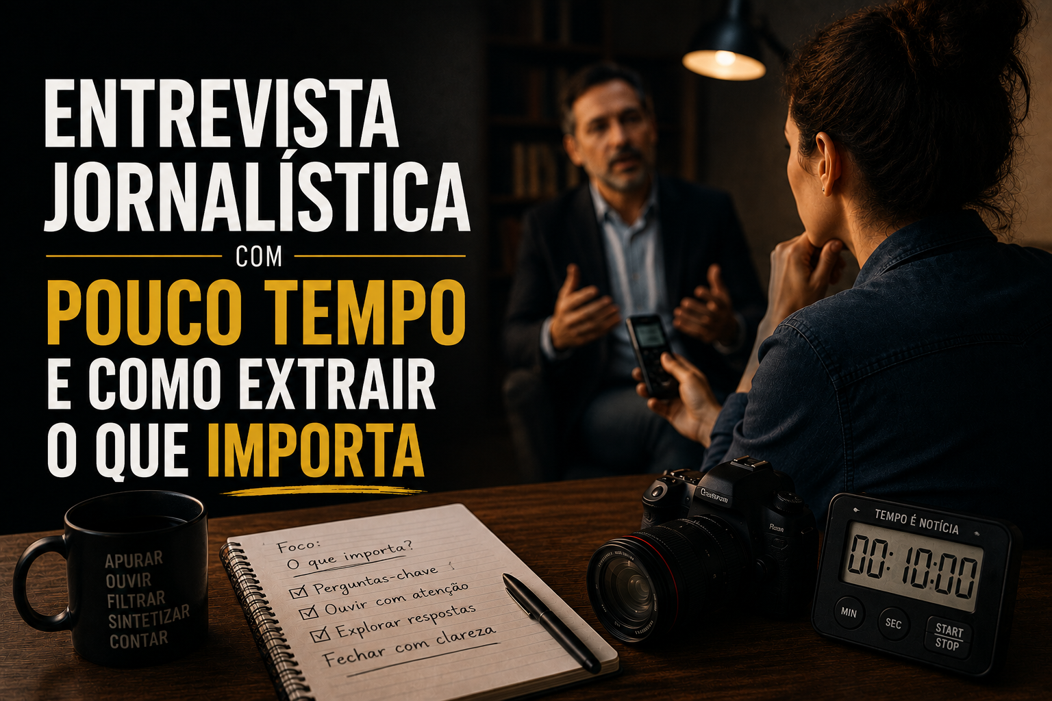 Entrevista jornalística com pouco tempo